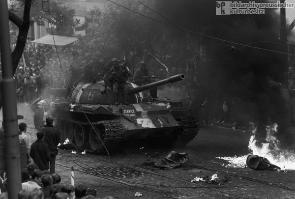 The "Prague Spring" Comes to an End when Warsaw Pact Troops Invade the Czechoslovak Socialist Republic – Soviet Tanks in Prague (August 21, 1968) 